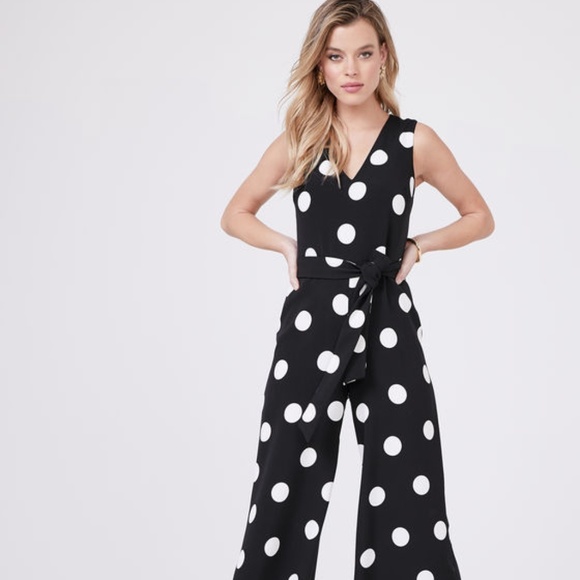 Karl Lagerfeld Pants - Karl Lagerfeld Paris PolkaDot Scuba Crepe Jumpsuit